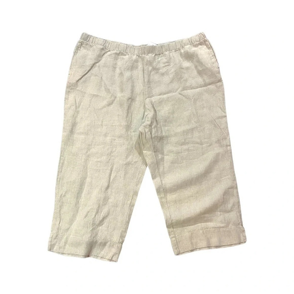 J Jill Love Linen 100% Linen Cropped Pants 3X NEW Flax Tan Natural Sustainable - Picture 1 of 4